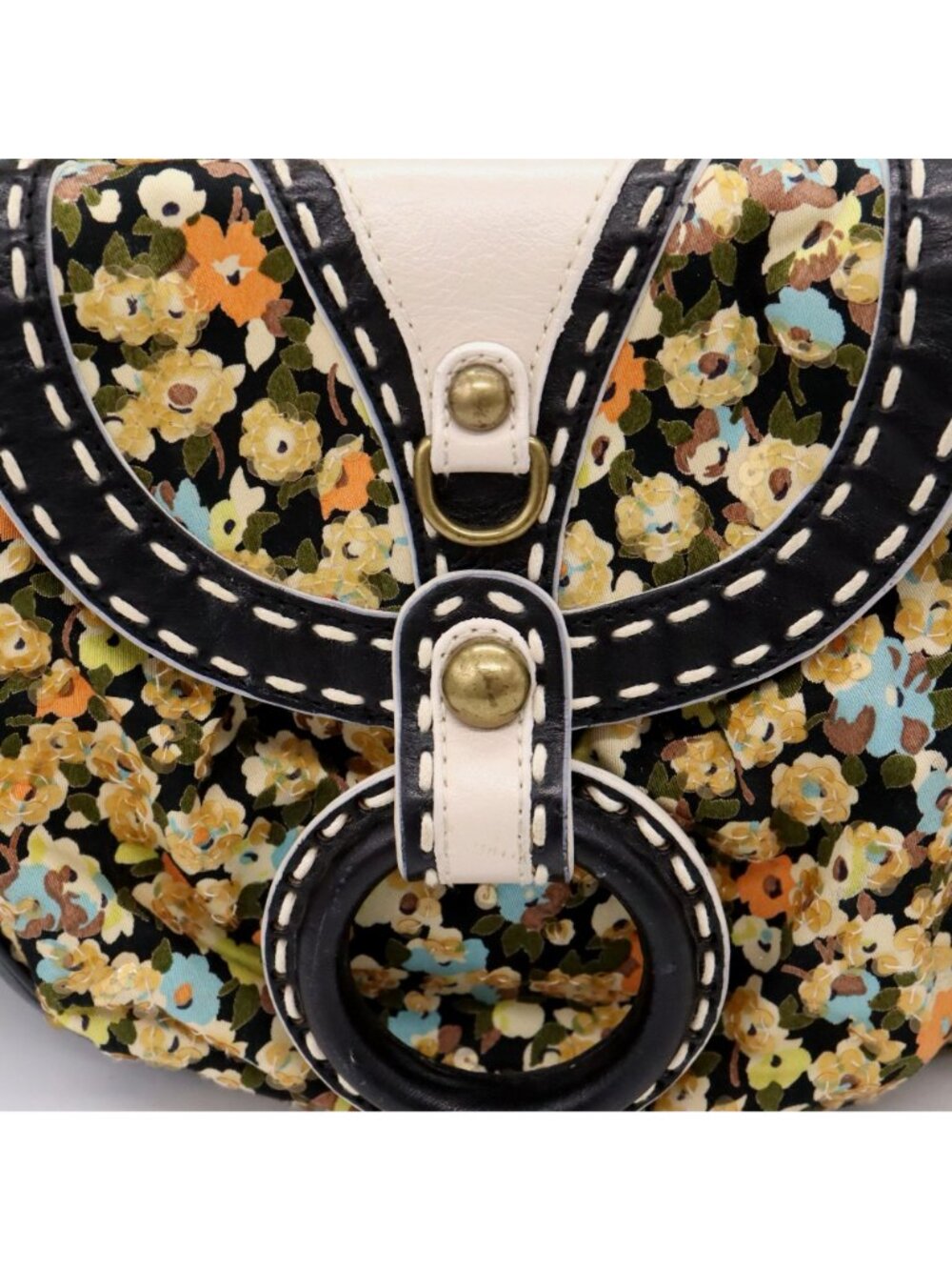 Rare Vtg Early 2000's Isabella Fiore Floral Hobo Purse Leather Tassels Boho Y2K - Picture 3 of 16
